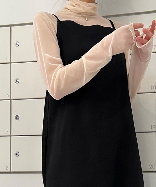 solleim（ソルレム）の「カラーシアーラメハイネックトップス（Tシャツ/カットソー・レディース・ブラック/ピンク/オレンジ/グリーン/アイボリー/ブラウン/グレー/グレー系1/ブラック系1/ホワイト系1/ブルー系1・M）」の12枚目の写真