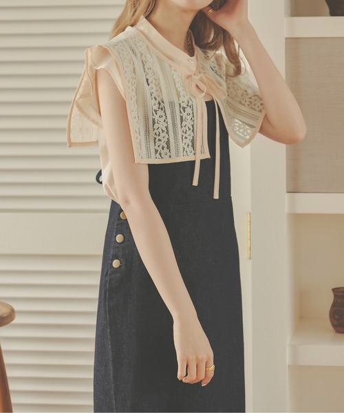 Ambre Neige（アンブルネージュ）の「付け襟フリルシャツ／【WEB/EC限定商品】（Tシャツ/カットソー・レディース・アイボリー/ライトベージュ・FREE）」の5枚目の写真