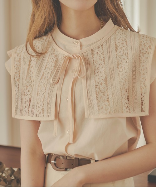 Ambre Neige（アンブルネージュ）の「付け襟フリルシャツ／【WEB/EC限定商品】（Tシャツ/カットソー・レディース・アイボリー/ライトベージュ・FREE）」の11枚目の写真