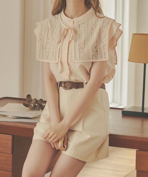 Ambre Neige（アンブルネージュ）の「付け襟フリルシャツ／【WEB/EC限定商品】（Tシャツ/カットソー・レディース・アイボリー/ライトベージュ・FREE）」の3枚目の写真