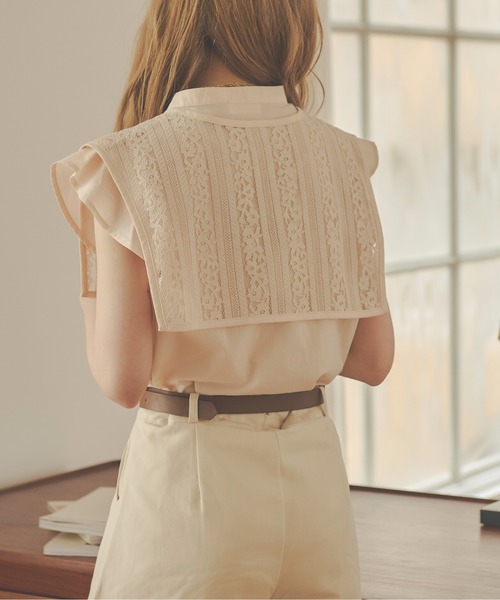 Ambre Neige（アンブルネージュ）の「付け襟フリルシャツ／【WEB/EC限定商品】（Tシャツ/カットソー・レディース・アイボリー/ライトベージュ・FREE）」の4枚目の写真