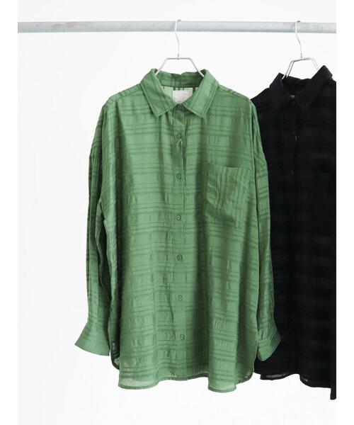 Green　Parks（グリーンパークス）の「シアーオーバーシャツ（シャツ/ブラウス・レディース・ブラック/カーキ/ホワイト系その他2・FREE）」の15枚目の写真