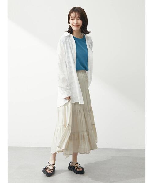 Green　Parks（グリーンパークス）の「シアーオーバーシャツ（シャツ/ブラウス・レディース・ブラック/カーキ/ホワイト系その他2・FREE）」の21枚目の写真