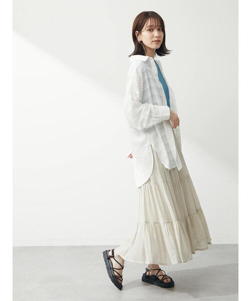 Green　Parks（グリーンパークス）の「シアーオーバーシャツ（シャツ/ブラウス・レディース・ブラック/カーキ/ホワイト系その他2・FREE）」の11枚目の写真