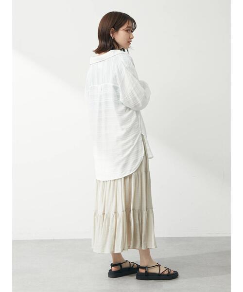 Green　Parks（グリーンパークス）の「シアーオーバーシャツ（シャツ/ブラウス・レディース・ブラック/カーキ/ホワイト系その他2・FREE）」の18枚目の写真