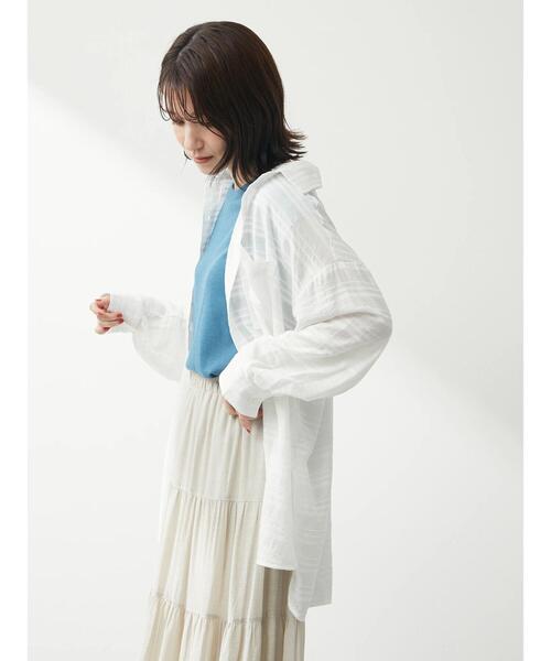 Green　Parks（グリーンパークス）の「シアーオーバーシャツ（シャツ/ブラウス・レディース・ブラック/カーキ/ホワイト系その他2・FREE）」の5枚目の写真