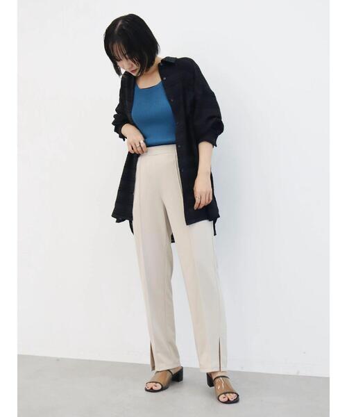 Green　Parks（グリーンパークス）の「シアーオーバーシャツ（シャツ/ブラウス・レディース・ブラック/カーキ/ホワイト系その他2・FREE）」の6枚目の写真