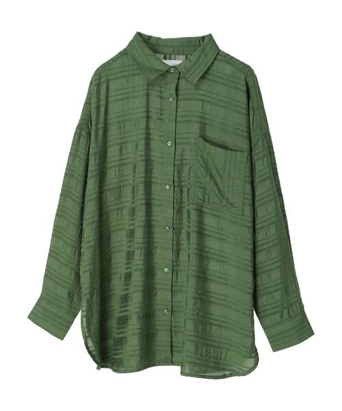 Green　Parks（グリーンパークス）の「シアーオーバーシャツ（シャツ/ブラウス・レディース・ブラック/カーキ/ホワイト系その他2・FREE）」の13枚目の写真