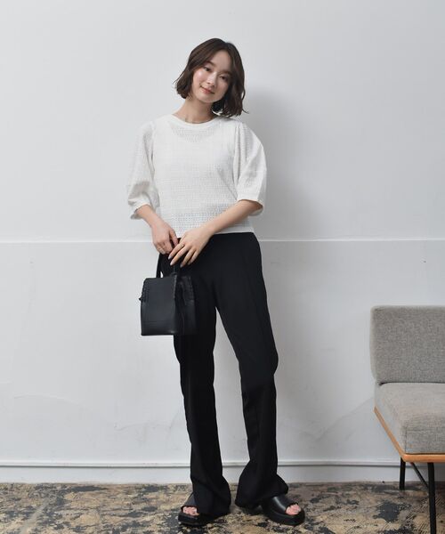 RETRO GIRL（レトロガール）の「袖パフデザインTee（Tシャツ/カットソー・レディース・ホワイト/ブラック/ブラウン/グリーン・FREE）」の5枚目の写真