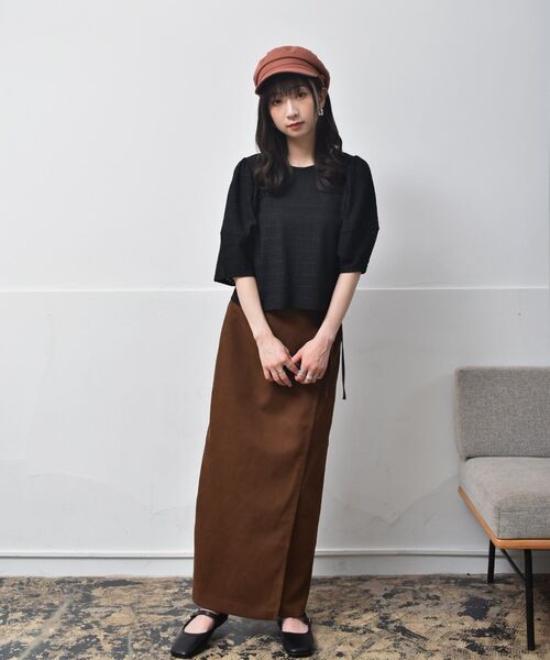 RETRO GIRL（レトロガール）の「袖パフデザインTee（Tシャツ/カットソー・レディース・ホワイト/ブラック/ブラウン/グリーン・FREE）」の18枚目の写真