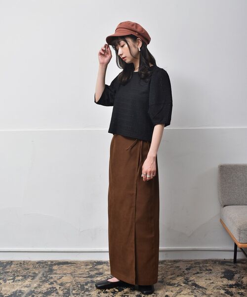 RETRO GIRL（レトロガール）の「袖パフデザインTee（Tシャツ/カットソー・レディース・ホワイト/ブラック/ブラウン/グリーン・FREE）」の19枚目の写真