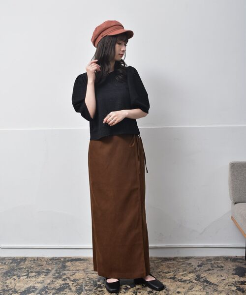 RETRO GIRL（レトロガール）の「袖パフデザインTee（Tシャツ/カットソー・レディース・ホワイト/ブラック/ブラウン/グリーン・FREE）」の20枚目の写真