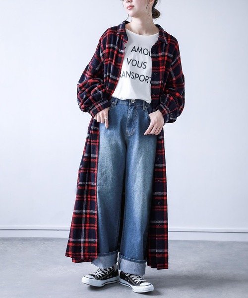 osharewalker（オシャレウォーカー）の「【廃盤】『チェック柄フランネルシャツワンピース』（シャツワンピース・レディース・グレー/レッド/グリーン・FREE）」の17枚目の写真