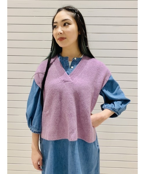 GAP（ギャップ）の「オーバーサイズ Vネック ベストセーター（ベスト・レディース・その他/パープル系その他/グレー/ブルー・M/XXS/XL/L/XS/S）」の9枚目の写真