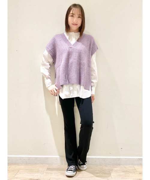 GAP（ギャップ）の「オーバーサイズ Vネック ベストセーター（ベスト・レディース・その他/パープル系その他/グレー/ブルー・M/XXS/XL/L/XS/S）」の16枚目の写真