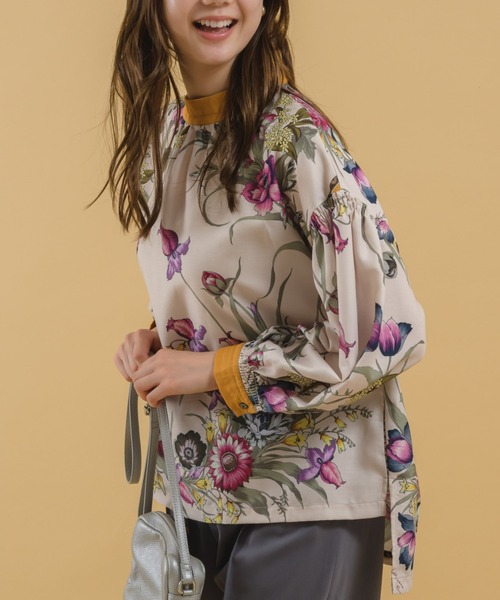 KATHARINE ROSS（キャサリンロス）の「【KATHARINE ROSS】オリジナル オータムスカーフプリントブラウス（シャツ/ブラウス・レディース・マスタード/ブルー・MEDIUM）」の5枚目の写真