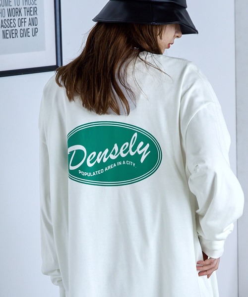 BASQUE magenta（バスクマゼンタ）の「カレッジ/サークルロゴデザイン ビッグシルエットロングTシャツ（Tシャツ/カットソー・レディース・ブラック系1/ホワイト系4/ホワイト系2/ネイビー系2/ブラック系2/ホワイト系3/グリーン系1/ホワイト系1/グレー系1/ホワイト系5/ネイビー系3・FREE）」の22枚目の写真