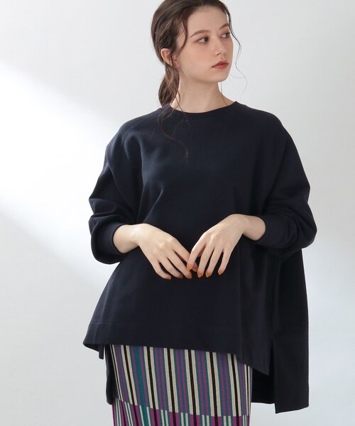 THE SHOP TK （ザ ショップ ティーケー ）の「◆裏毛ポンチョプルオーバー（スウェット・レディース・ネイビー/オフホワイト/オリーブ・12）」の3枚目の写真