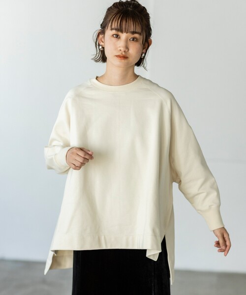 THE SHOP TK （ザ ショップ ティーケー ）の「◆裏毛ポンチョプルオーバー（スウェット・レディース・ネイビー/オフホワイト/オリーブ・12）」の2枚目の写真