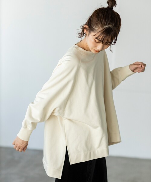 THE SHOP TK （ザ ショップ ティーケー ）の「◆裏毛ポンチョプルオーバー（スウェット・レディース・ネイビー/オフホワイト/オリーブ・12）」の4枚目の写真