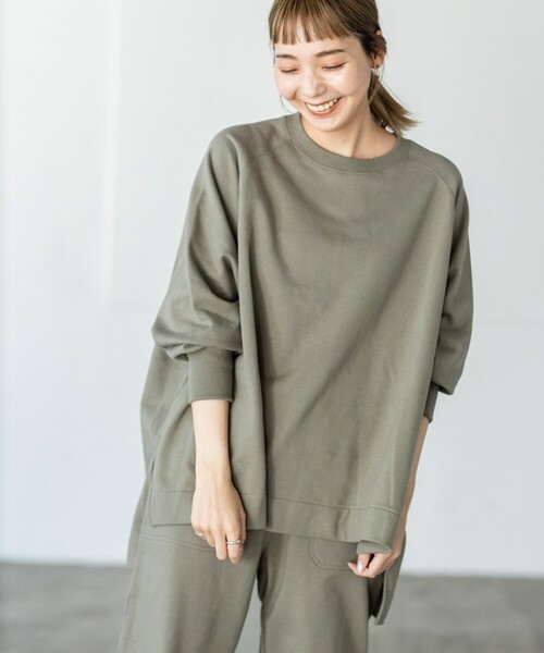 THE SHOP TK （ザ ショップ ティーケー ）の「◆裏毛ポンチョプルオーバー（スウェット・レディース・ネイビー/オフホワイト/オリーブ・12）」の8枚目の写真