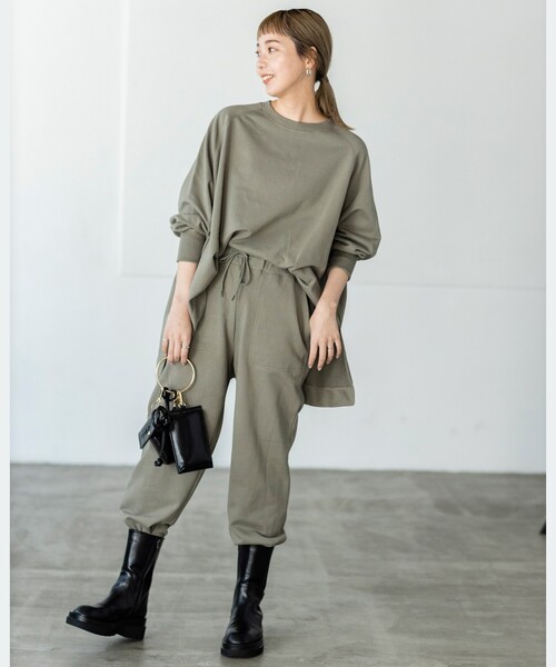 THE SHOP TK （ザ ショップ ティーケー ）の「◆裏毛ポンチョプルオーバー（スウェット・レディース・ネイビー/オフホワイト/オリーブ・12）」の10枚目の写真