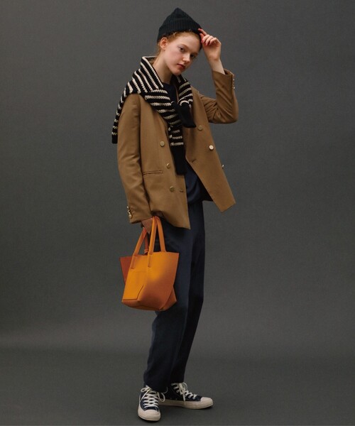 THE SHOP TK （ザ ショップ ティーケー ）の「◆裏毛ポンチョプルオーバー（スウェット・レディース・ネイビー/オフホワイト/オリーブ・12）」の19枚目の写真