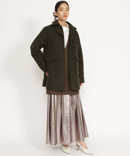 Ray BEAMS（レイビームス）の「Ray BEAMS / メランジ ハーフ コート（ステンカラーコート・レディース・ブルー/グリーン・ONE SIZE）」の8枚目の写真