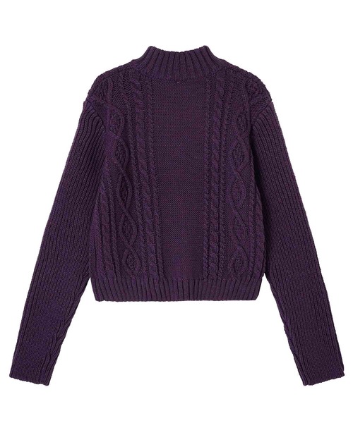 X-girl（エックスガール）の「CABLE ANORAK KNIT TOP（ニット/セーター・レディース・パープル/グレー/イエロー・ONE SIZE）」の5枚目の写真
