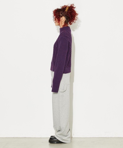 X-girl（エックスガール）の「CABLE ANORAK KNIT TOP（ニット/セーター・レディース・パープル/グレー/イエロー・ONE SIZE）」の13枚目の写真