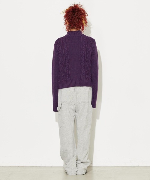 X-girl（エックスガール）の「CABLE ANORAK KNIT TOP（ニット/セーター・レディース・パープル/グレー/イエロー・ONE SIZE）」の14枚目の写真