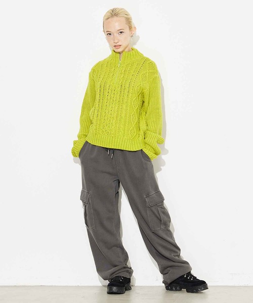 X-girl（エックスガール）の「CABLE ANORAK KNIT TOP（ニット/セーター・レディース・パープル/グレー/イエロー・ONE SIZE）」の15枚目の写真