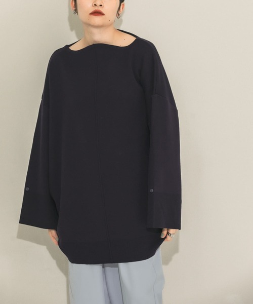 KBF（ケイビーエフ）の「カーブネックラージニット（ニット/セーター・レディース・ネイビー/ブラウン/アイボリー・ONE）」の8枚目の写真