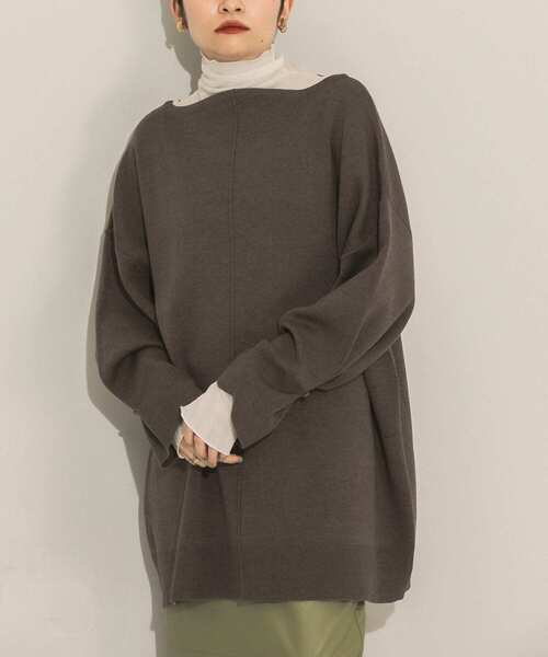 KBF（ケイビーエフ）の「カーブネックラージニット（ニット/セーター・レディース・ネイビー/ブラウン/アイボリー・ONE）」の10枚目の写真