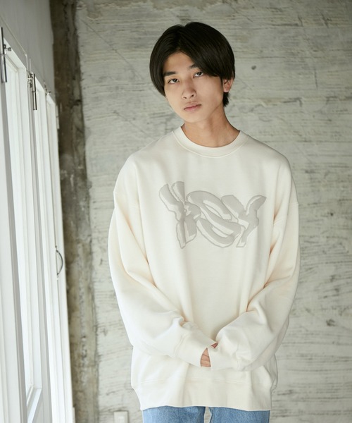 iisy（イージー）の「iisy / ディストーションロゴクルーネックスウェット（スウェット・メンズ・ブラック/キナリ/グリーン・M/S/L）」の2枚目の写真