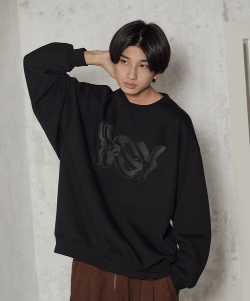iisy（イージー）の「iisy / ディストーションロゴクルーネックスウェット（スウェット・メンズ・ブラック/キナリ/グリーン・M/S/L）」の3枚目の写真
