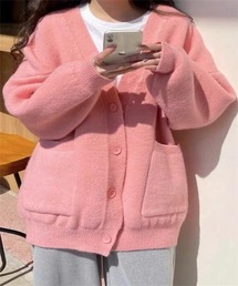 レディース・長袖Vネックニットカーディガン