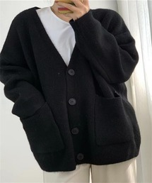 レディース・長袖Vネックニットカーディガン
