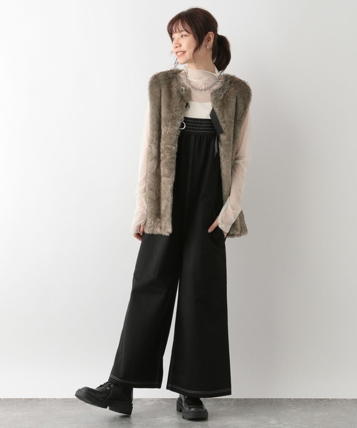 イザベルマラン ファー ベスト グレー ブラック ベルト付き イザベル