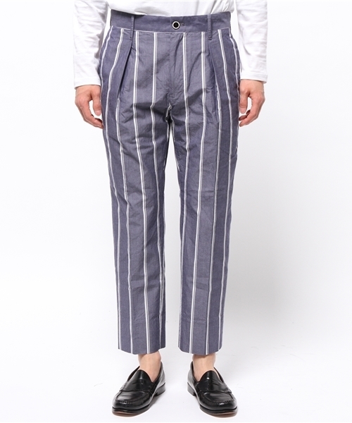 EDIFICE（エディフィス）の「◇ワイドストライプ1タックアンクルパンツ（その他パンツ・メンズ・ホワイト/ネイビー・42/44/46/48）」の5枚目の写真