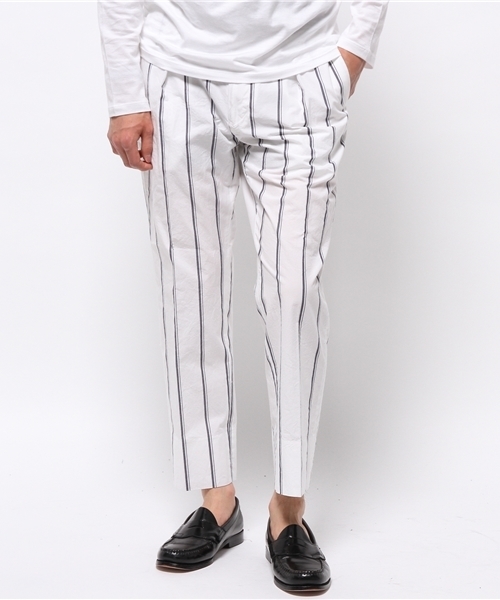EDIFICE（エディフィス）の「◇ワイドストライプ1タックアンクルパンツ（その他パンツ・メンズ・ホワイト/ネイビー・42/44/46/48）」の12枚目の写真