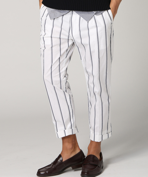 EDIFICE（エディフィス）の「◇ワイドストライプ1タックアンクルパンツ（その他パンツ・メンズ・ホワイト/ネイビー・42/44/46/48）」の16枚目の写真