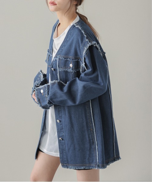 SUGAR BISKET(シュガービスケット)の「2WAY フリンジデニムジャケット(その他アウター・レディース・ブラック/ブルー・フリー)」の11枚目の写真