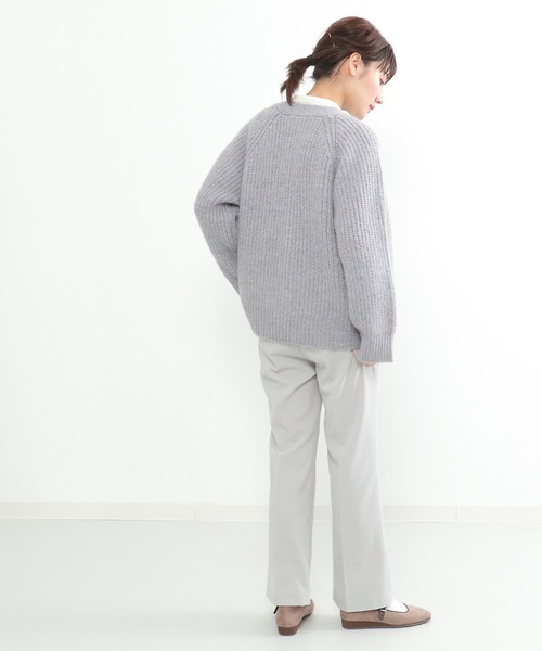 LBC(エルビーシー)の「畦Vネックカラーカディガン(カーディガン/ボレロ・レディース・ライトグレー/グリーン・M)」の13枚目の写真