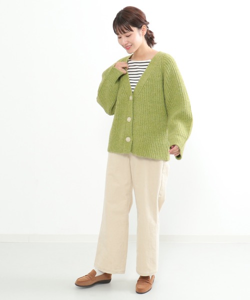 LBC(エルビーシー)の「畦Vネックカラーカディガン(カーディガン/ボレロ・レディース・ライトグレー/グリーン・M)」の11枚目の写真