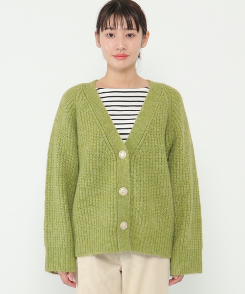 LBC(エルビーシー)の「畦Vネックカラーカディガン(カーディガン/ボレロ・レディース・ライトグレー/グリーン・M)」の10枚目の写真