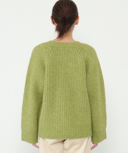 LBC(エルビーシー)の「畦Vネックカラーカディガン(カーディガン/ボレロ・レディース・ライトグレー/グリーン・M)」の8枚目の写真