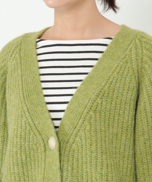 LBC(エルビーシー)の「畦Vネックカラーカディガン(カーディガン/ボレロ・レディース・ライトグレー/グリーン・M)」の6枚目の写真