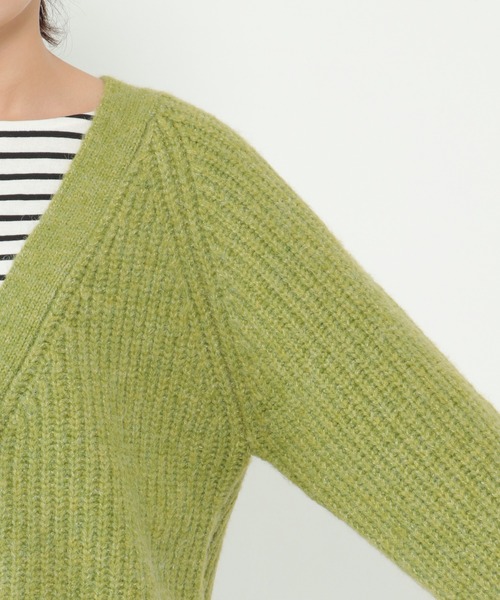 LBC(エルビーシー)の「畦Vネックカラーカディガン(カーディガン/ボレロ・レディース・ライトグレー/グリーン・M)」の9枚目の写真