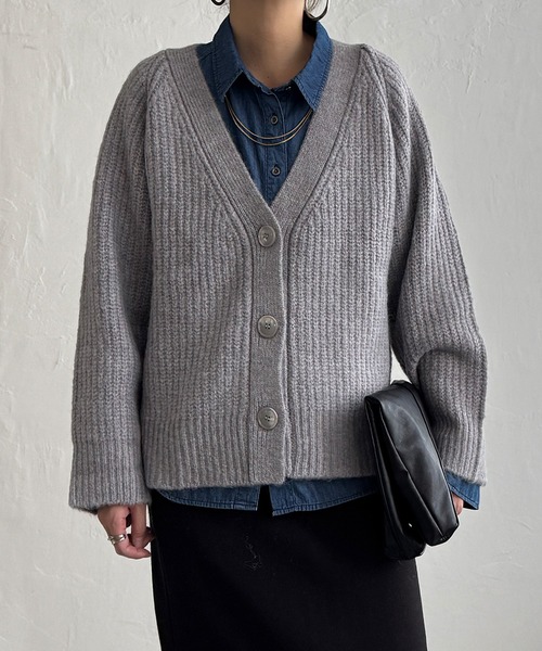 LBC(エルビーシー)の「畦Vネックカラーカディガン(カーディガン/ボレロ・レディース・ライトグレー/グリーン・M)」の18枚目の写真